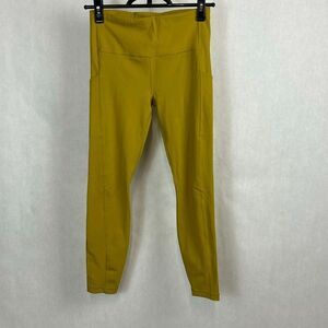 Athleta Ultimate Stash Pocket 7/8 Leggings Sz Small POCKETS Oxidized Yellow